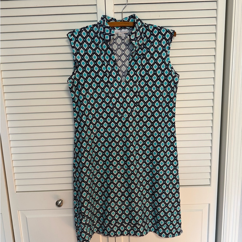 Jude Connolly Sleeveless Blue Diamond-Print Shift Dress